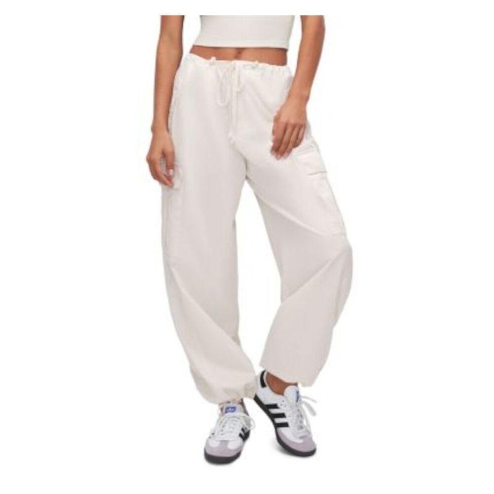 GOOD AMERICAN Womens White Drawstring Waist And Cuffs Wide Leg Pants Plus 6